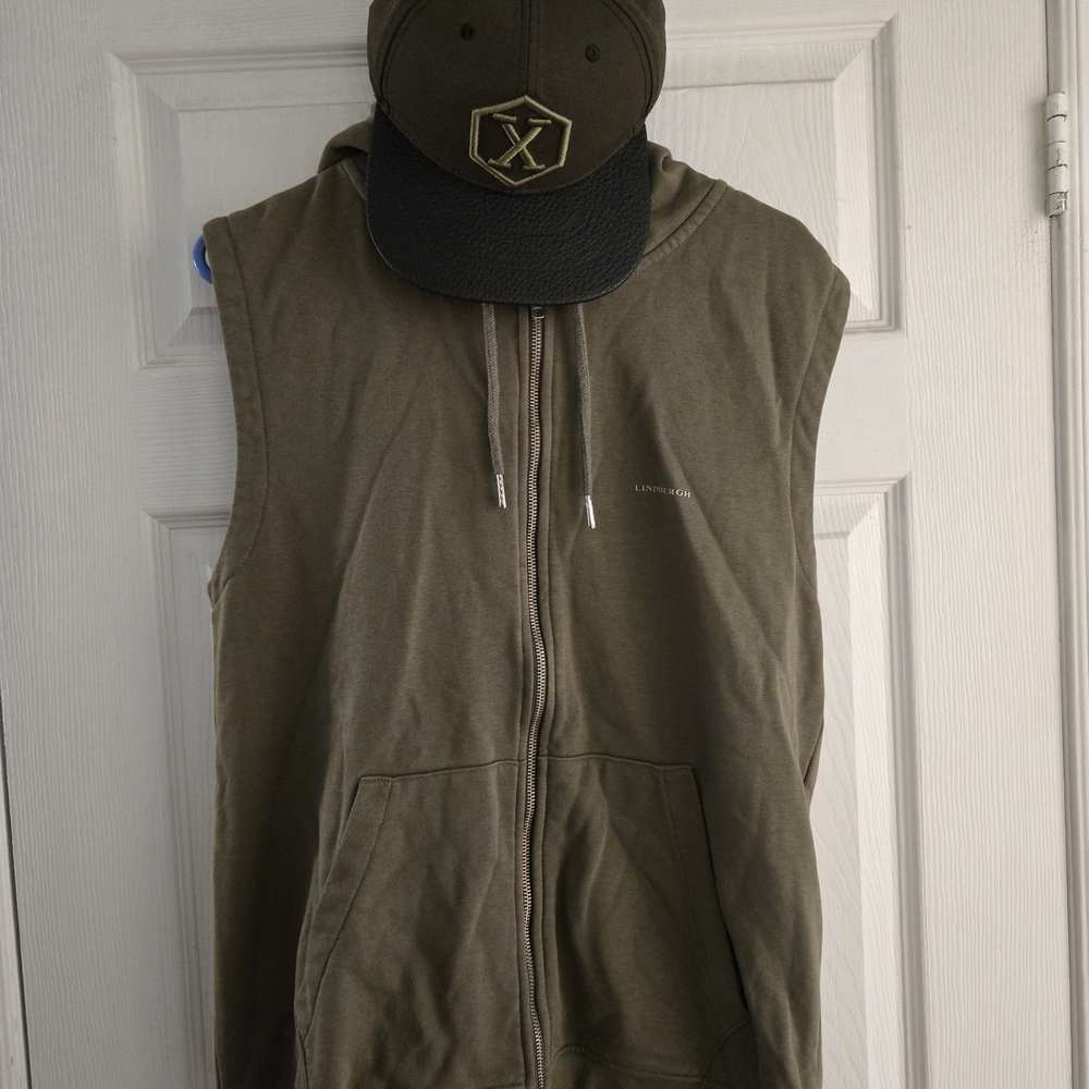 Lindbergh Olive Green Sleeveless Hoodie